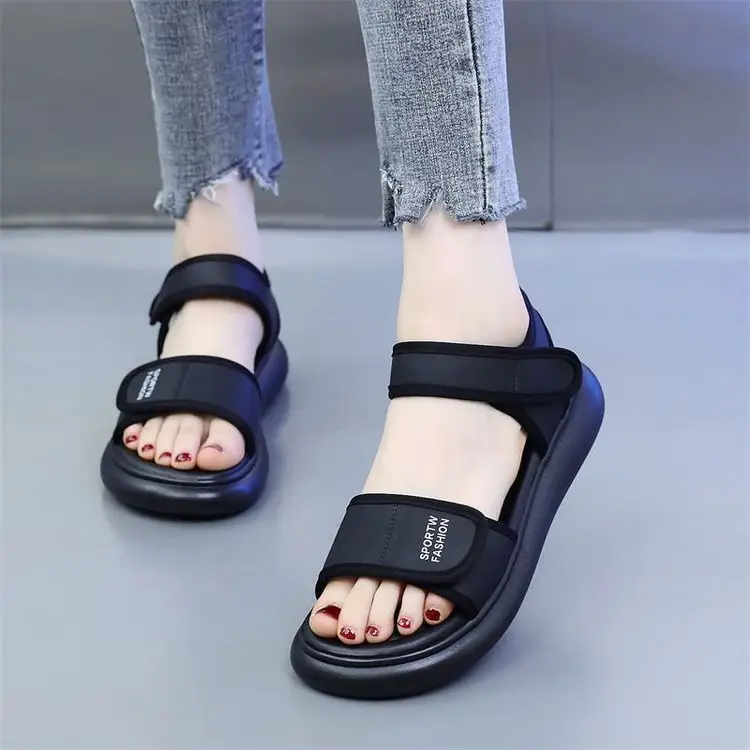 Sports Sandals Women's 2025 Summer New Flat Soft Bottom Non-slip Travel Beach Shoes Running Velcro Casual Shoes — feature 16