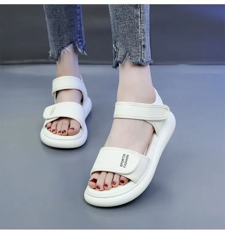Sports Sandals Women's 2025 Summer New Flat Soft Bottom Non-slip Travel Beach Shoes Running Velcro Casual Shoes — feature 4
