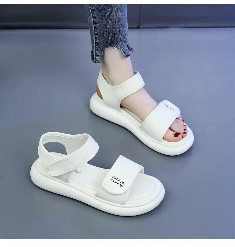 Sports Sandals Women's 2025 Summer New Flat Soft Bottom Non-slip Travel Beach Shoes Running Velcro Casual Shoes — feature 5