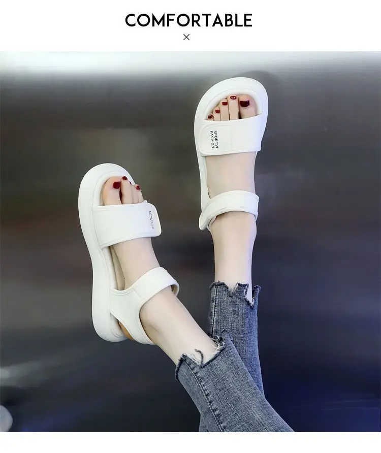 Sports Sandals Women's 2025 Summer New Flat Soft Bottom Non-slip Travel Beach Shoes Running Velcro Casual Shoes — feature 6