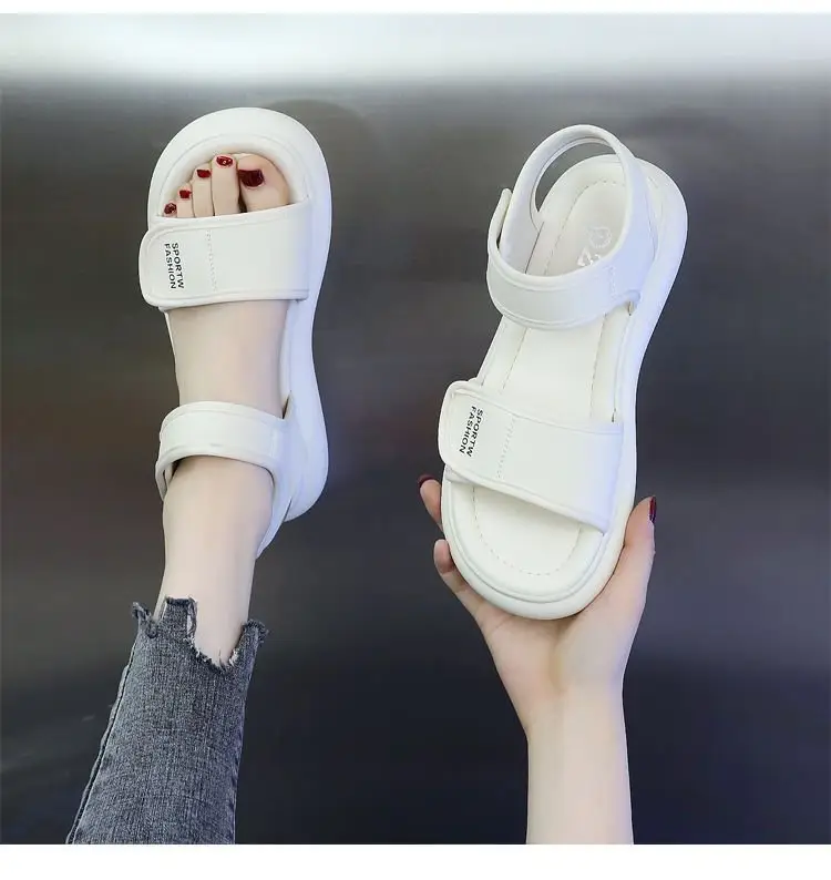Sports Sandals Women's 2025 Summer New Flat Soft Bottom Non-slip Travel Beach Shoes Running Velcro Casual Shoes — feature 7