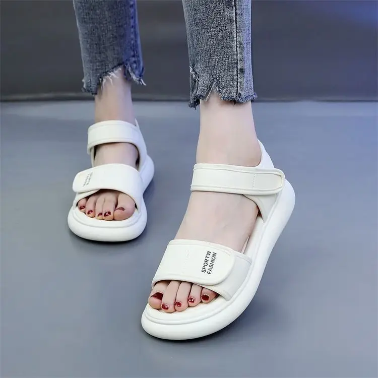 Sports Sandals Women's 2025 Summer New Flat Soft Bottom Non-slip Travel Beach Shoes Running Velcro Casual Shoes - Image 2