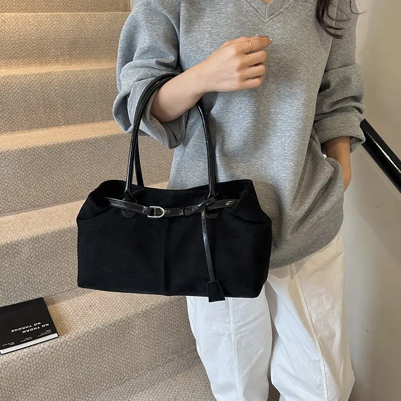 Women Suede Shoulder Bag Brown 2026 Winter Retro - Image 4