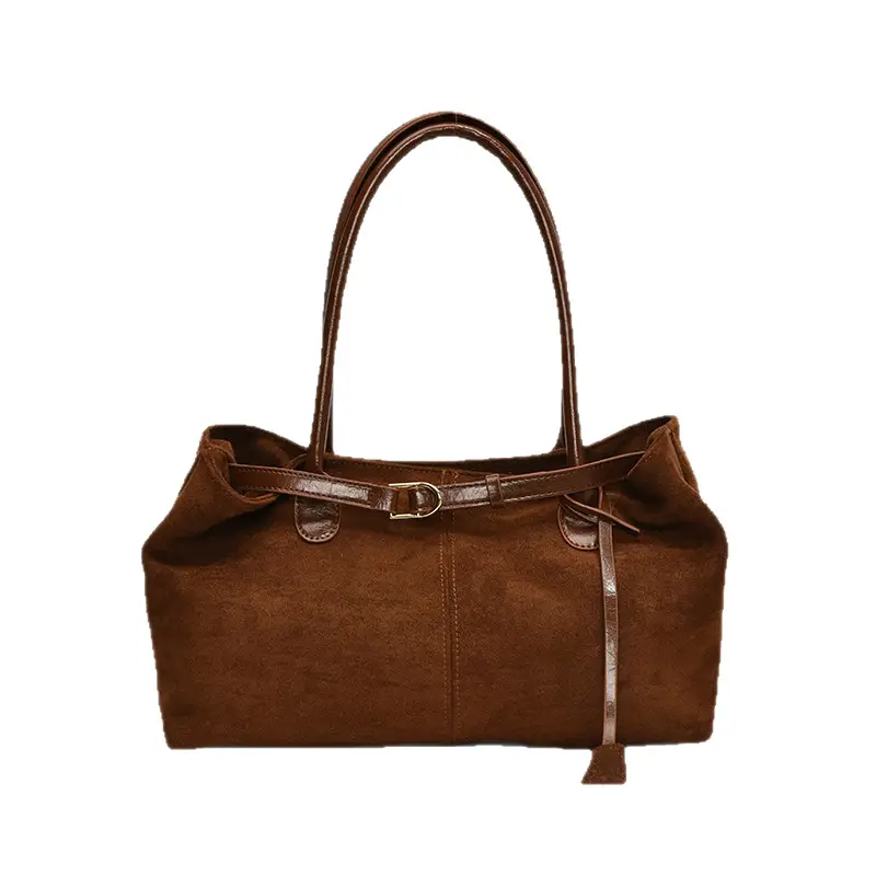 Women Suede Shoulder Bag Brown 2026 Winter Retro - Image 7