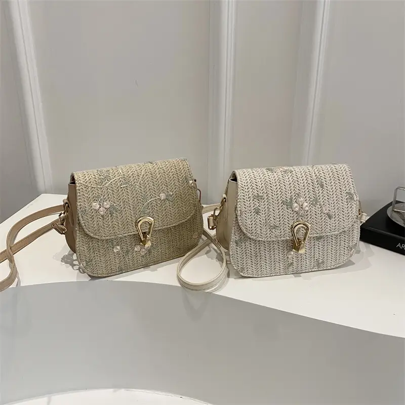 Sweet Lace Flower Woven Saddle Bag for Women
