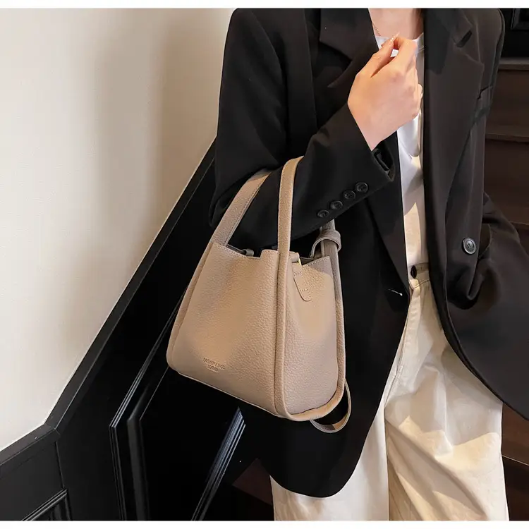 Women's Cream Textured Shoulder Bag 2025 Casual Fashion — feature 36