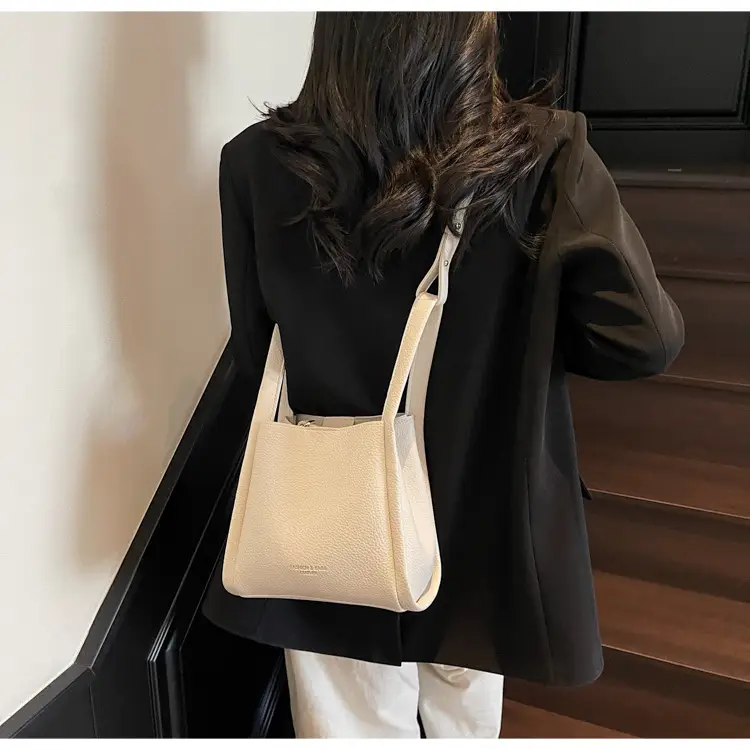 Women's Cream Textured Shoulder Bag 2025 Casual Fashion — feature 39