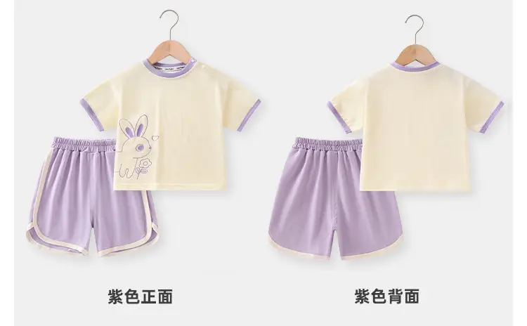 Boys Cotton Shorts Set Yellow Blue 2025 New Arrival — feature 9