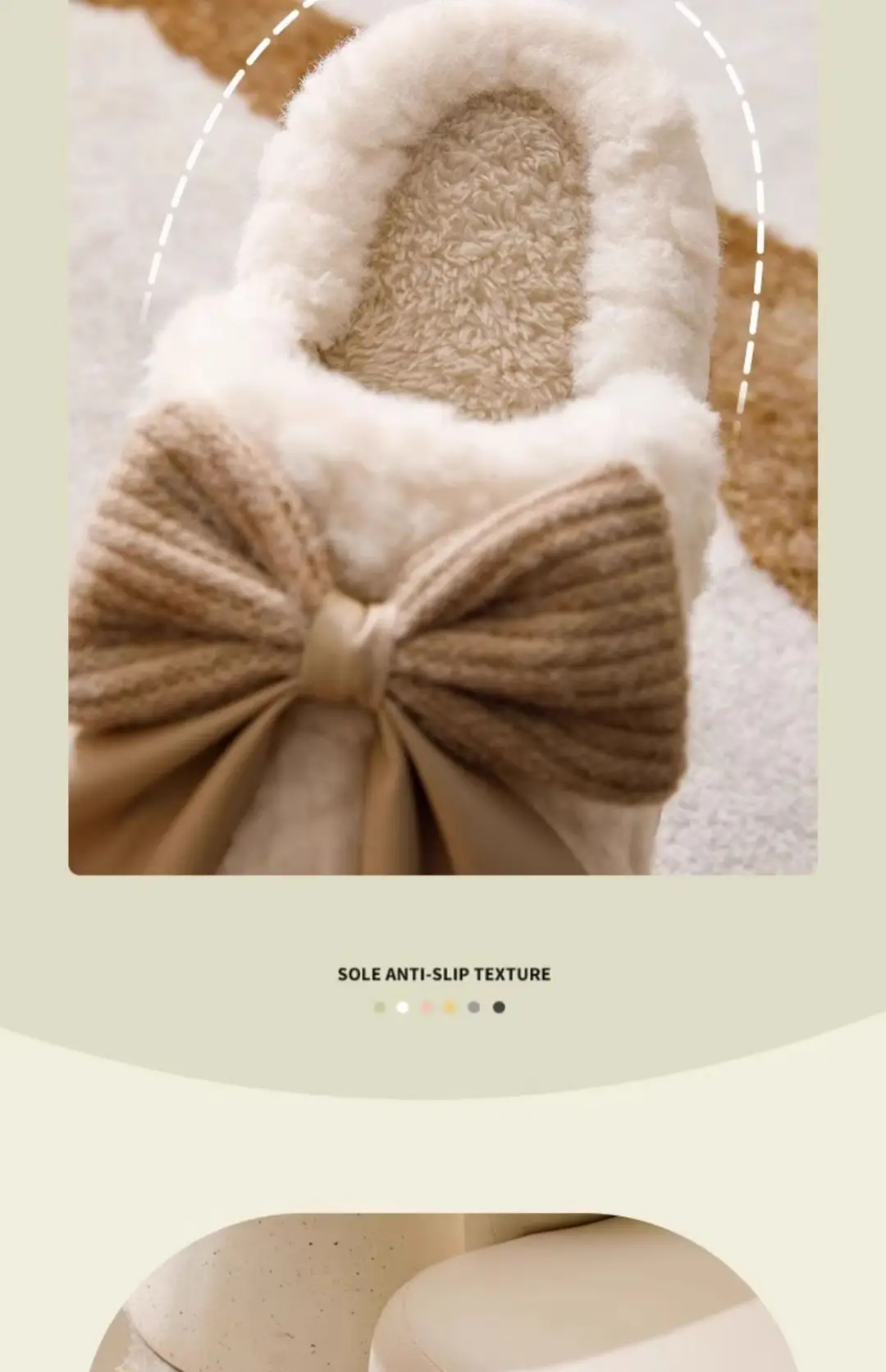 Cotton Slippers Women's Autumn and Winter 2023 New Indoor Home Thick Bottom Warm Home Bow Plush Slippers — feature 10