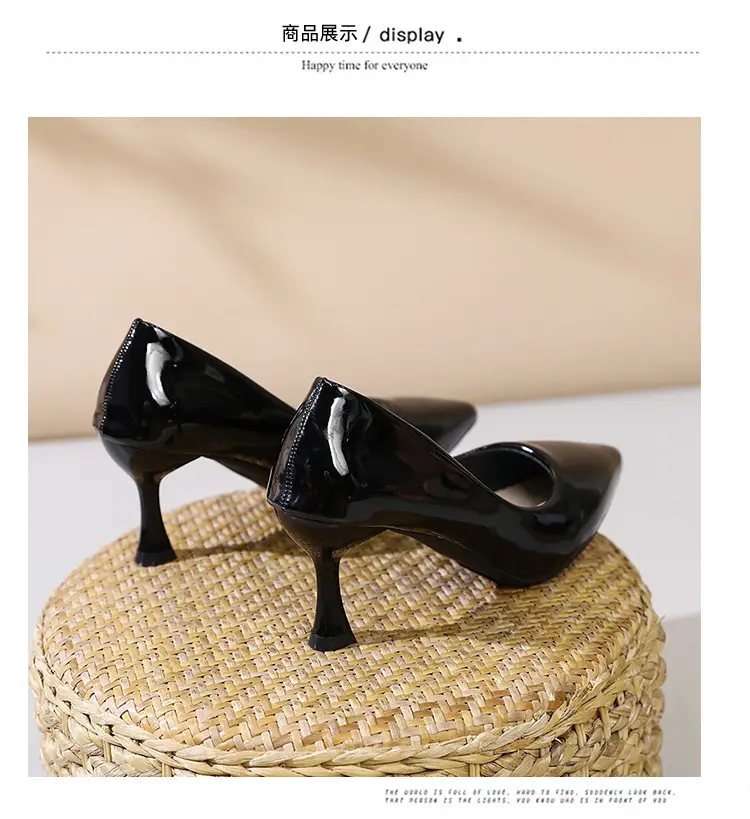 Fashionable Stiletto High Heels for Women 2026 Spring and Autumn New Style Comfortable Mid-Heel Host Shoes Women's Patent Leather Pointed Toe Single Shoes — feature 24