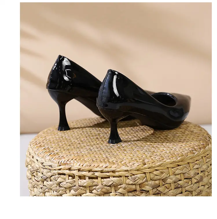 Fashionable Stiletto High Heels for Women 2026 Spring and Autumn New Style Comfortable Mid-Heel Host Shoes Women's Patent Leather Pointed Toe Single Shoes — feature 30