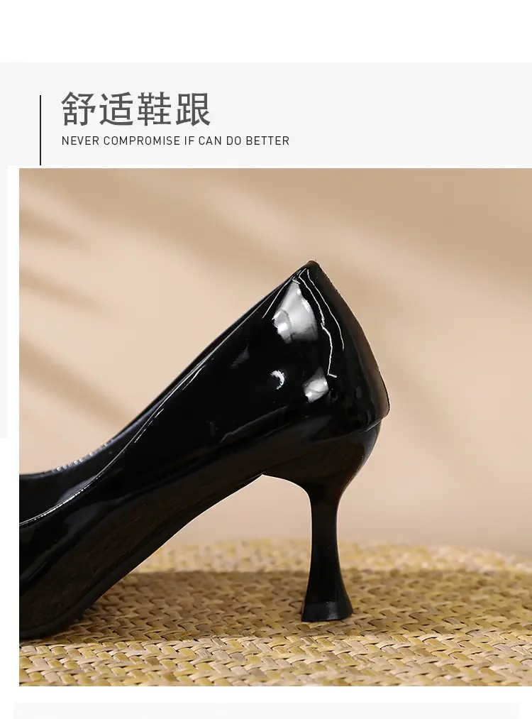 Fashionable Stiletto High Heels for Women 2026 Spring and Autumn New Style Comfortable Mid-Heel Host Shoes Women's Patent Leather Pointed Toe Single Shoes — feature 5