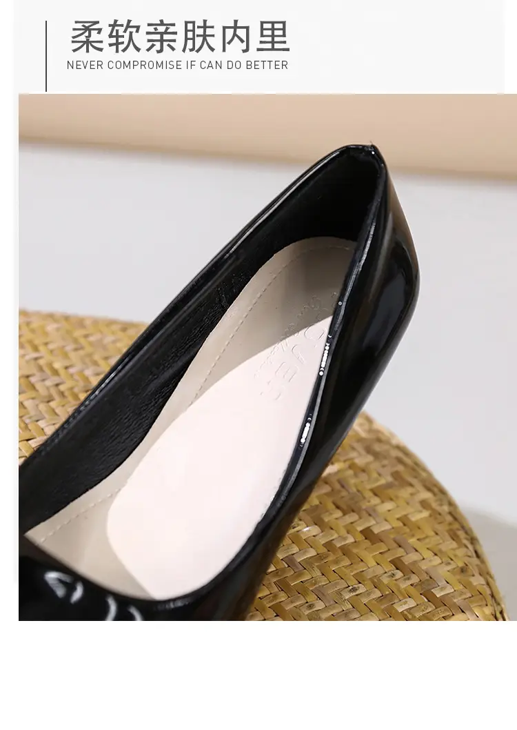 Fashionable Stiletto High Heels for Women 2026 Spring and Autumn New Style Comfortable Mid-Heel Host Shoes Women's Patent Leather Pointed Toe Single Shoes — feature 6