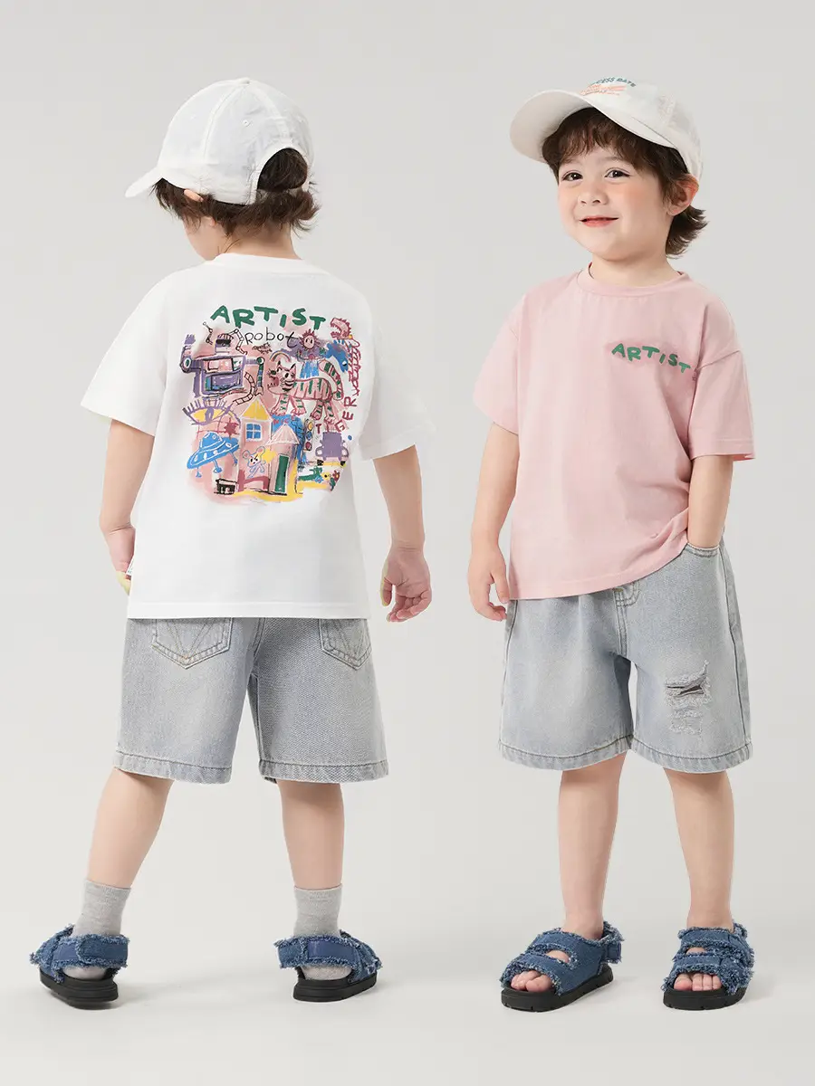 Boy's Pure Cotton Antibacterial T-Shirt Pink 4-5Y