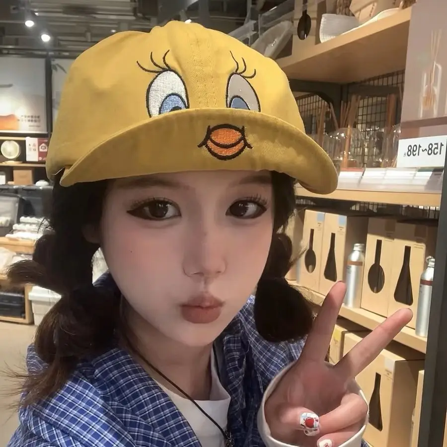 Yellow Duck Cap for Kids with Duck Design