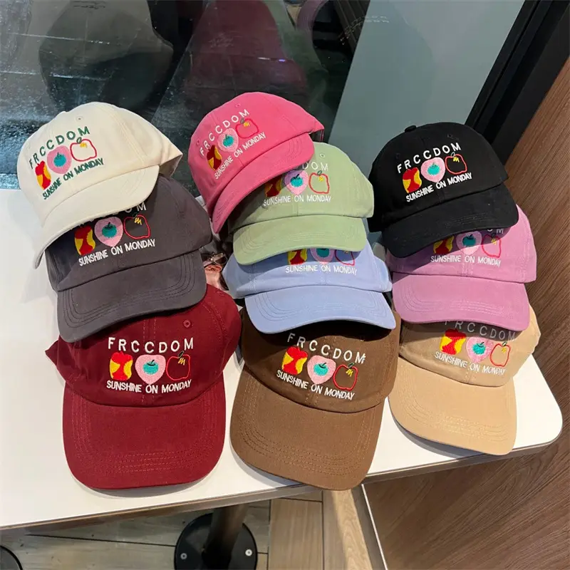 Women Apple Embroidered Baseball Cap Blue 2025 — feature 1