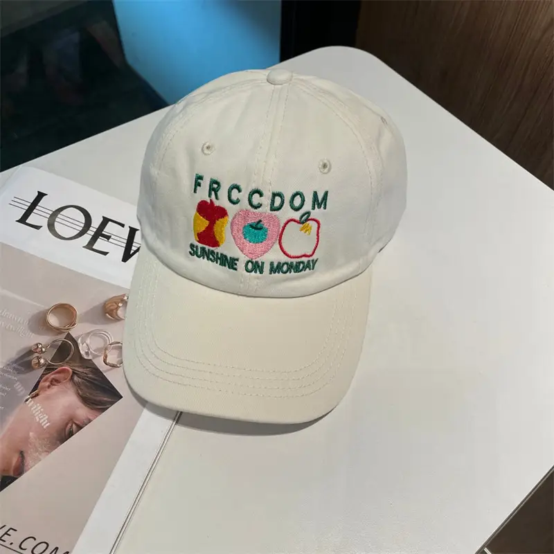 Women Apple Embroidered Baseball Cap Blue 2025 — feature 35