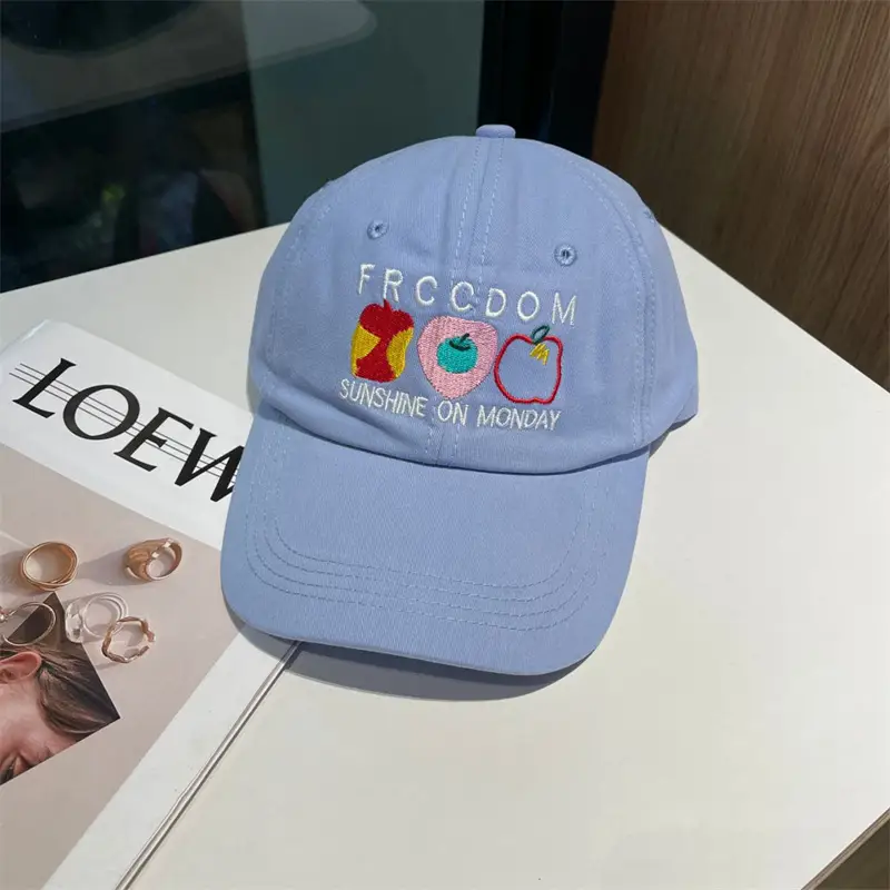 Women Apple Embroidered Baseball Cap Blue 2025 — feature 39