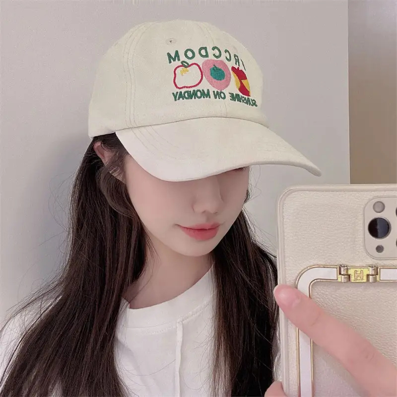 Women Apple Embroidered Baseball Cap Blue 2025 — feature 6