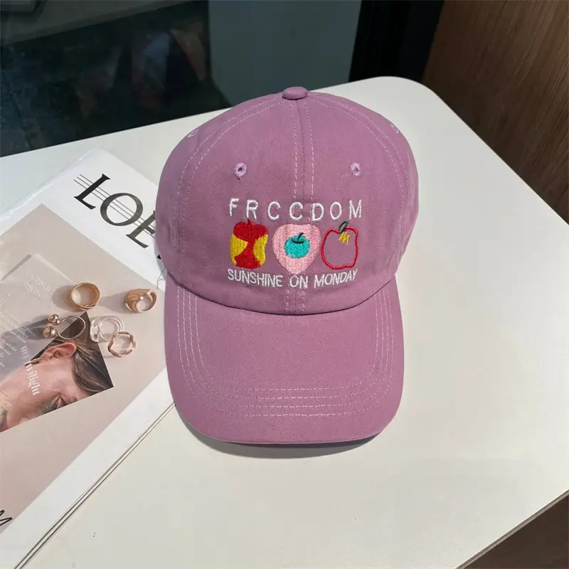 Women Apple Embroidered Baseball Cap Blue 2025 - Image 8