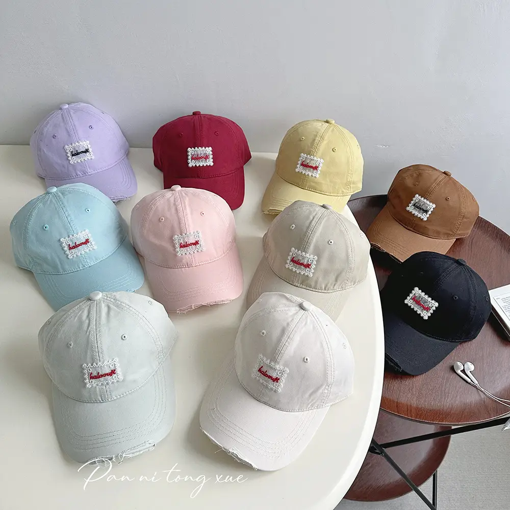 Korean Style Girls & Boys Baseball Caps with Embroidery