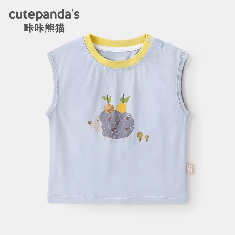 Kaka Panda Boys Green Striped Sleeveless Vest - Image 9