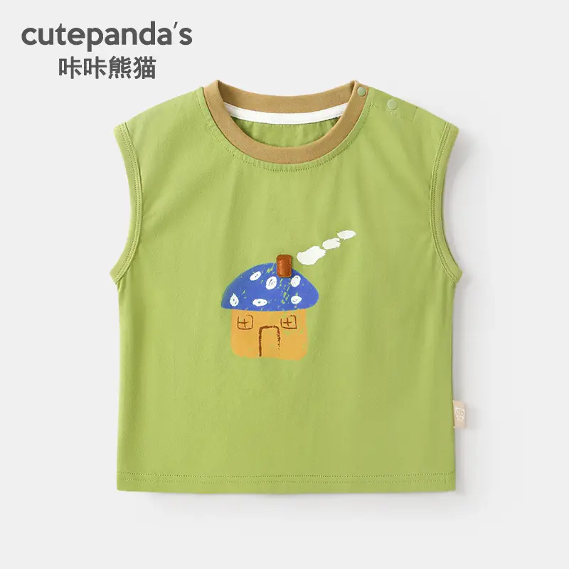 Kaka Panda Boys Green Striped Sleeveless Vest - Image 10
