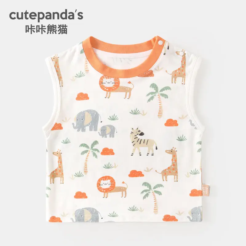 Kaka Panda Boys Green Striped Sleeveless Vest - Image 4
