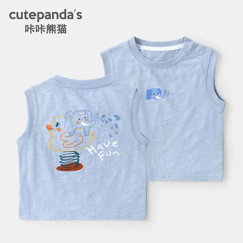 Kaka Panda Boys Green Striped Sleeveless Vest - Image 7