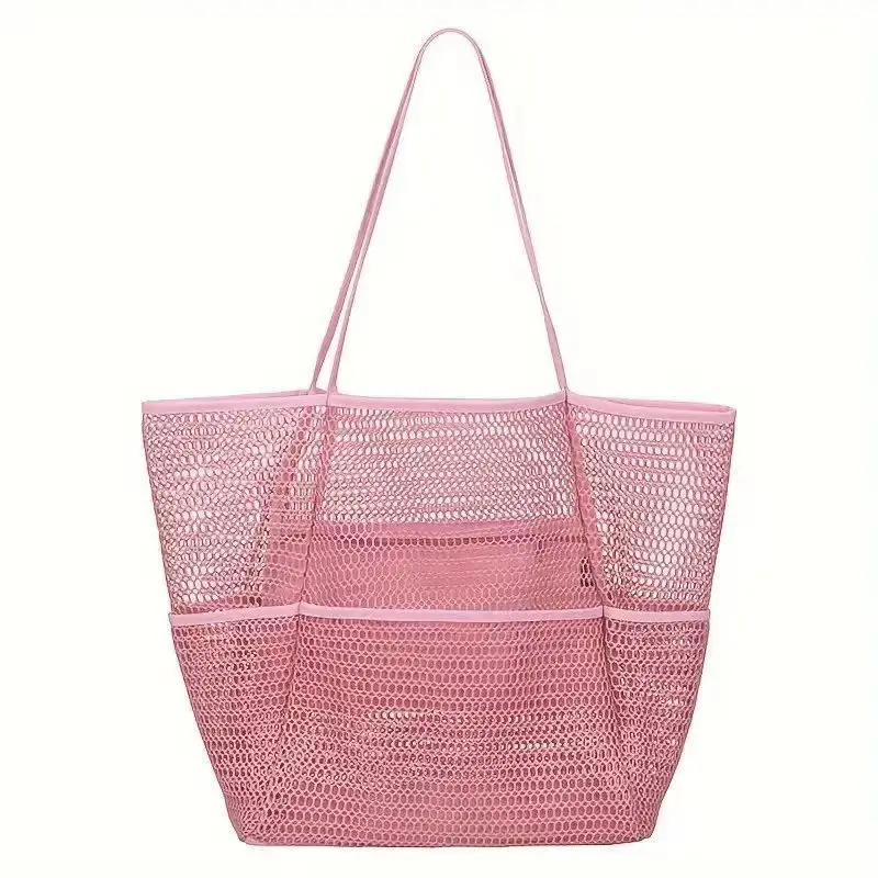 Mesh Shoulder Bag 4 Front Pockets Beach Storage - Image 3