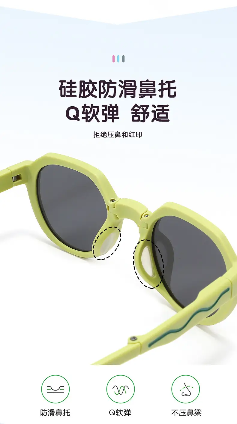 Kids UV400 Sunglasses Green Pink Tr Frame Polarized Outdoor — feature 11