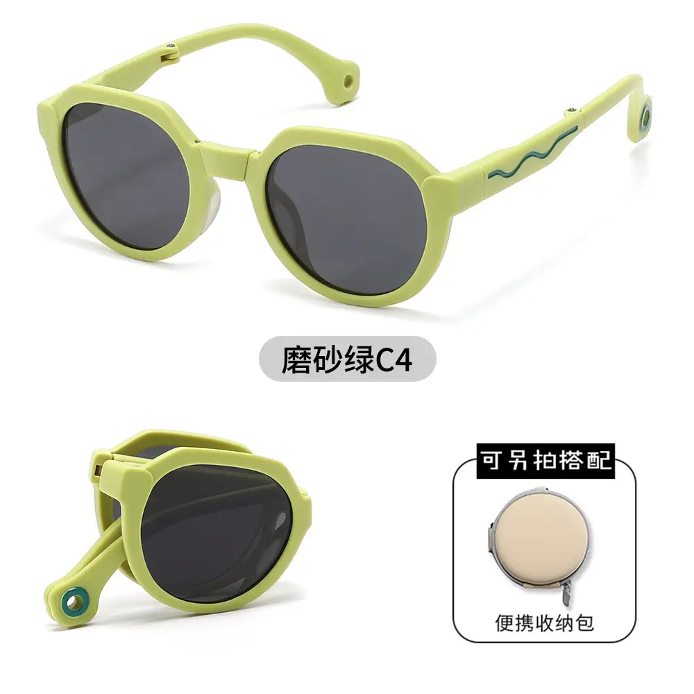 Kids UV400 Sunglasses Green Pink Tr Frame Polarized Outdoor