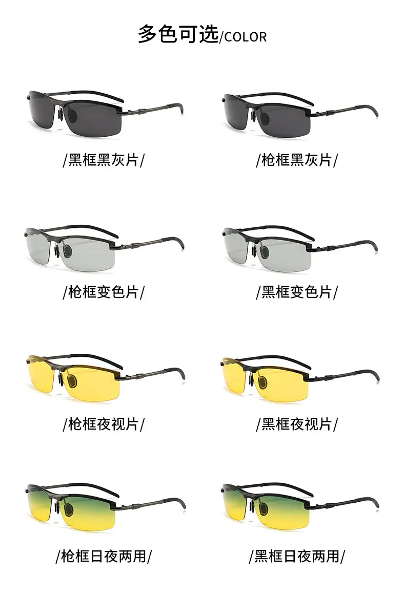 Men Polarized Sunglasses Black Frame Anti-Glare Color Changing — feature 16