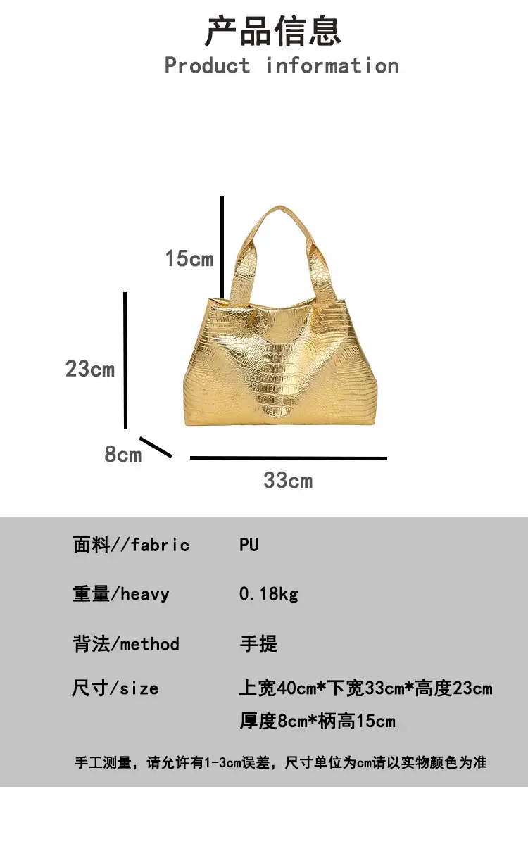Gold Crocodile Texture Women's Tote Bag 2025 — feature 1
