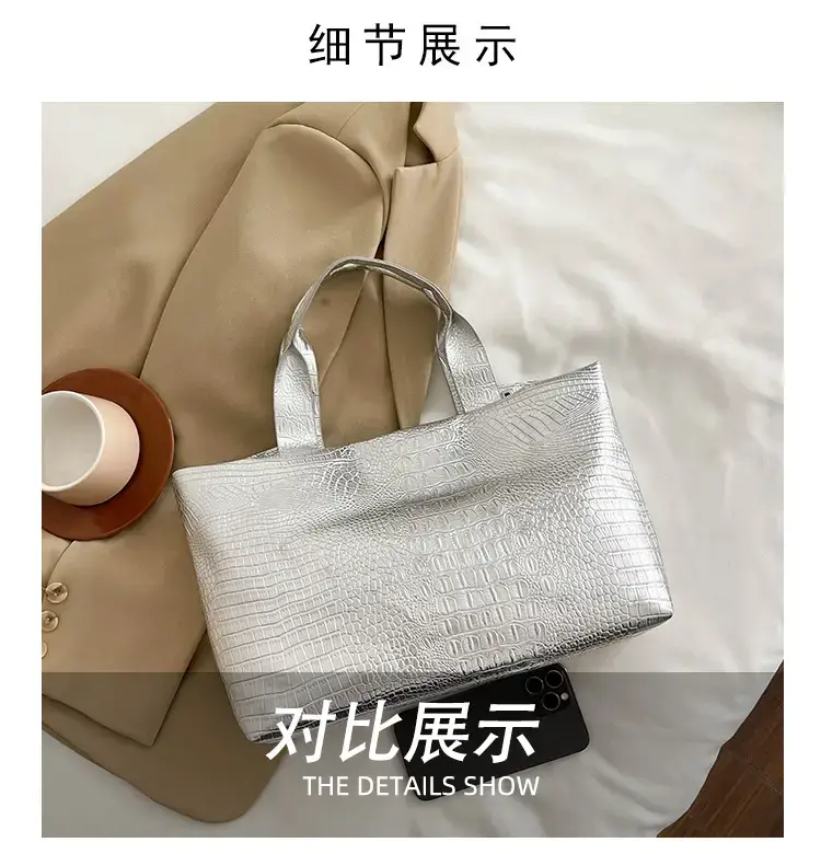 Gold Crocodile Texture Women's Tote Bag 2025 — feature 4