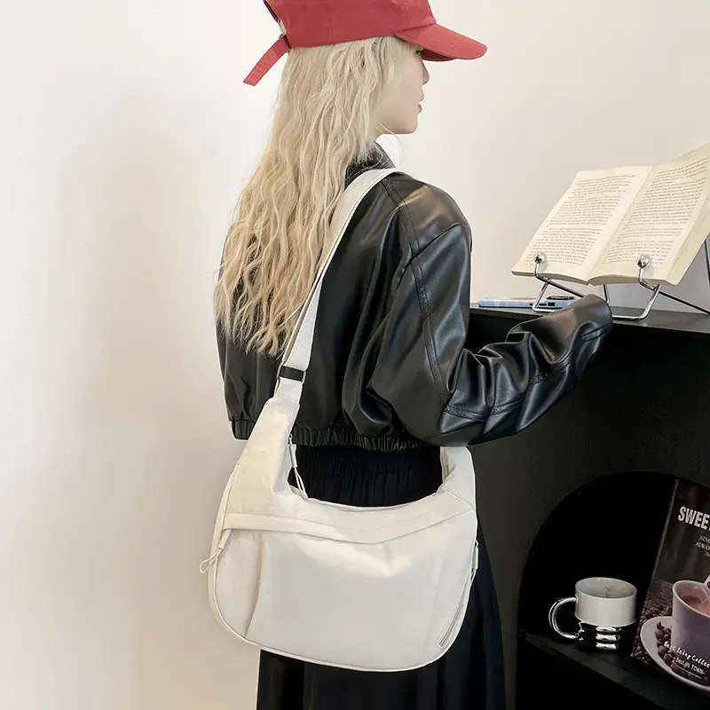 Large Capacity Mori Style Crossbody Bag Women's Solid Color Casual Artistic All-match Shoulder Bag Trendy Fashion Commuter Tote Bag luggage and leather goods - Image 9