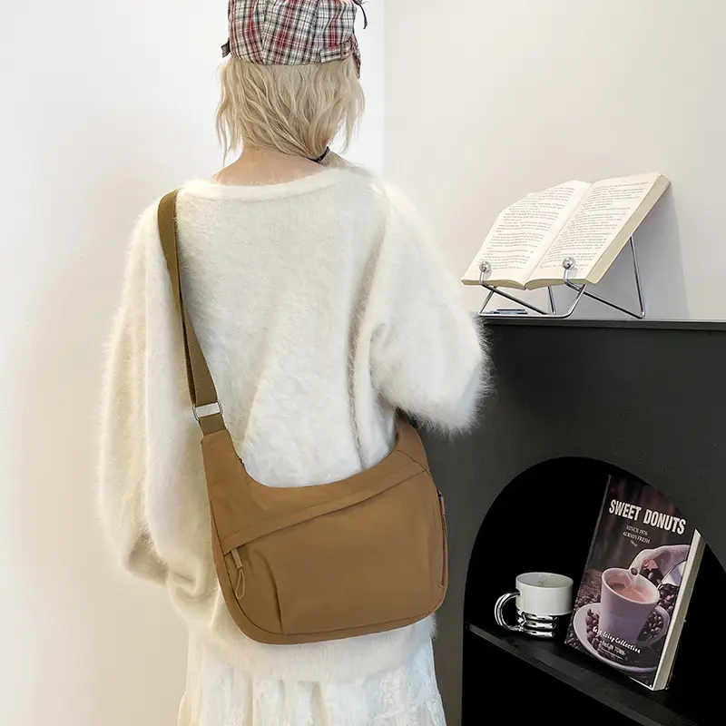 Large Capacity Mori Style Crossbody Bag Women's Solid Color Casual Artistic All-match Shoulder Bag Trendy Fashion Commuter Tote Bag luggage and leather goods - Image 10