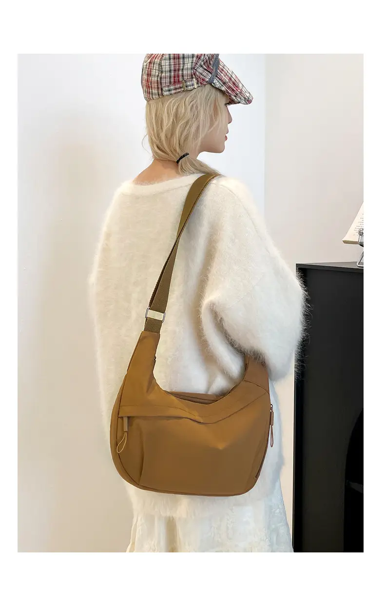 Large Capacity Mori Style Crossbody Bag Women's Solid Color Casual Artistic All-match Shoulder Bag Trendy Fashion Commuter Tote Bag luggage and leather goods — feature 21