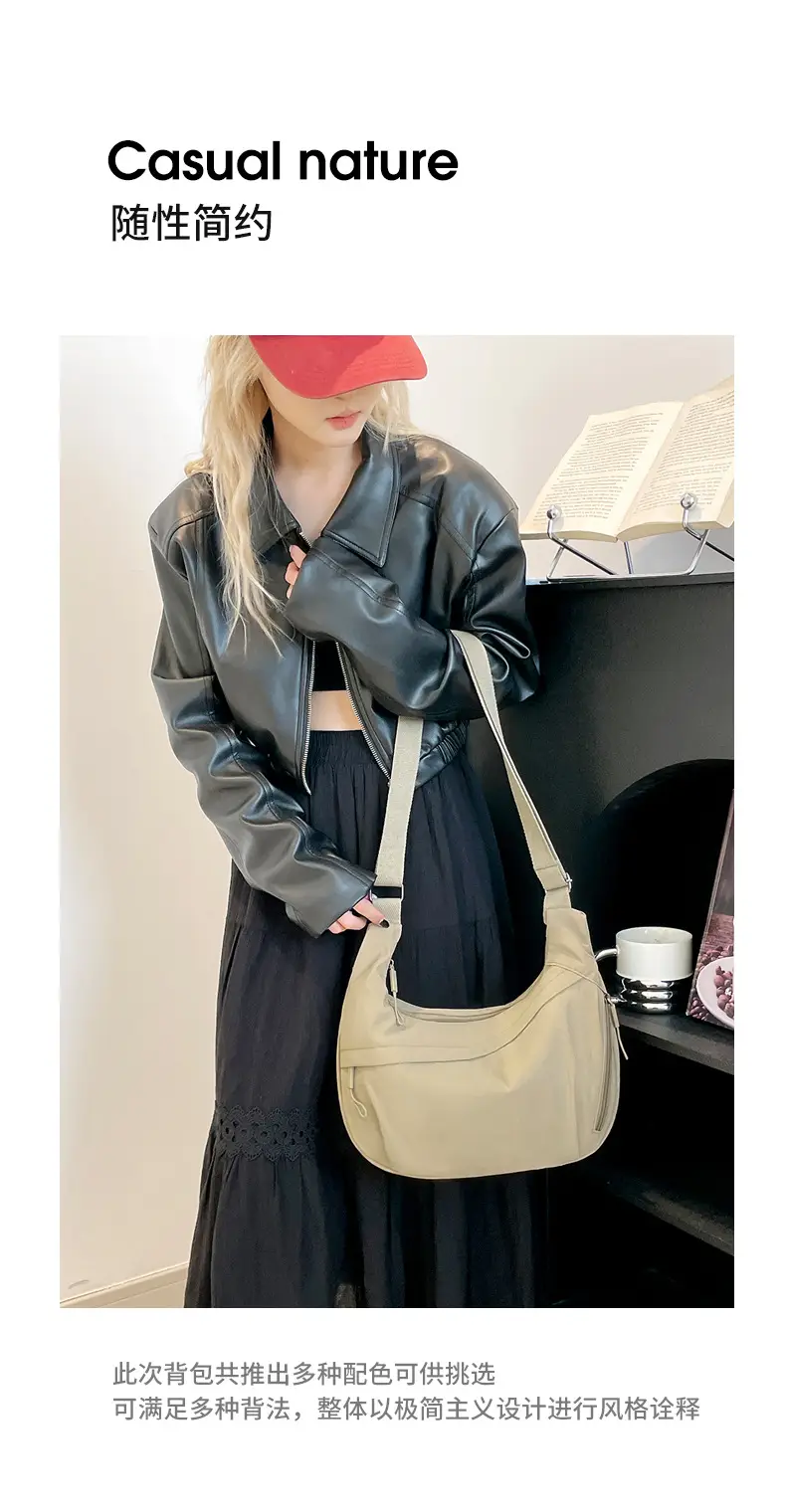 Large Capacity Mori Style Crossbody Bag Women's Solid Color Casual Artistic All-match Shoulder Bag Trendy Fashion Commuter Tote Bag luggage and leather goods — feature 3