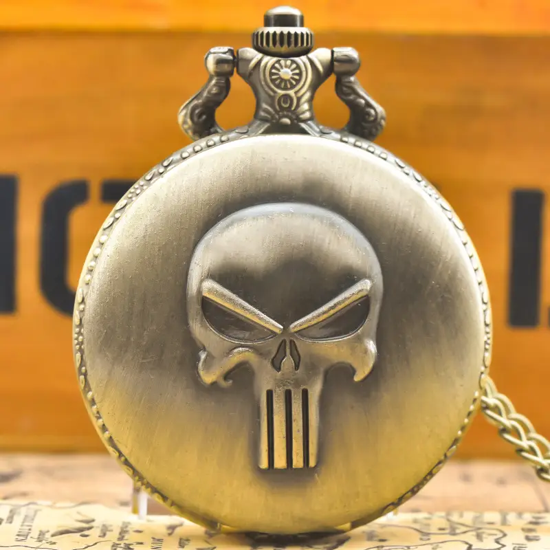 New Quartz Movement Bronze Large Pocket Watch with Hollow Skeleton Design - Image 3