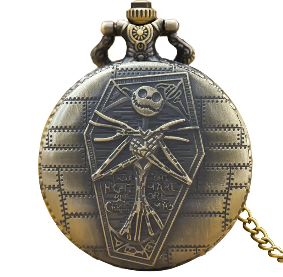 New Quartz Movement Bronze Large Pocket Watch with Hollow Skeleton Design - Image 7