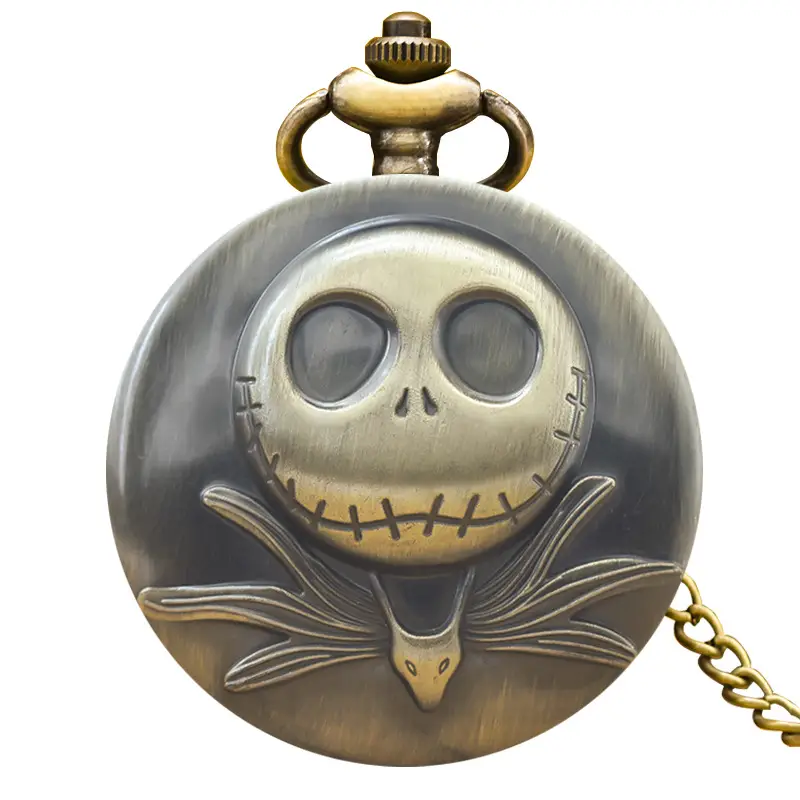 New Quartz Movement Bronze Large Pocket Watch with Hollow Skeleton Design - Image 8