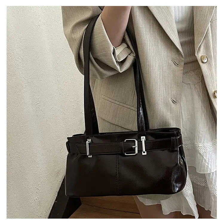 Red Leather Belt Buckle Tote Bag for Women — feature 14