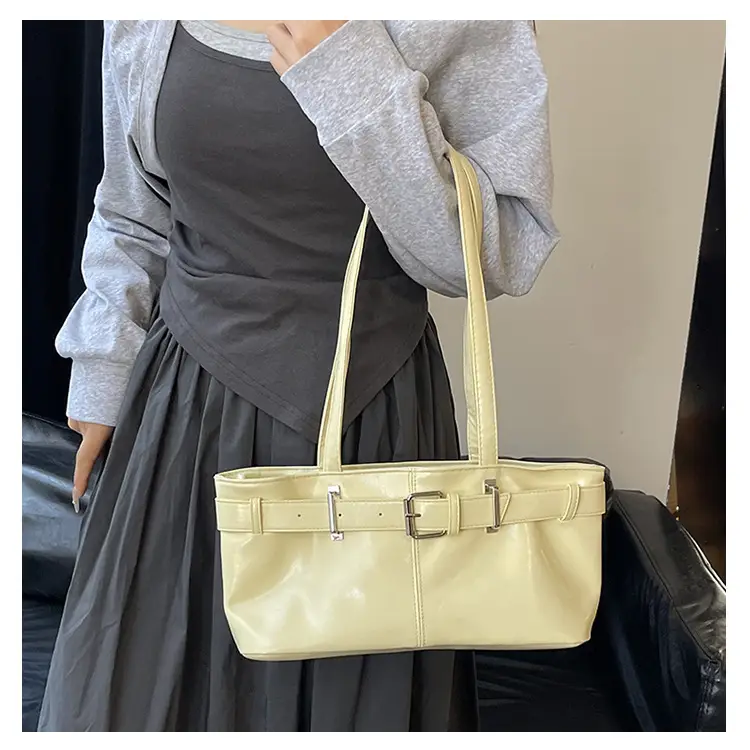 Red Leather Belt Buckle Tote Bag for Women — feature 17