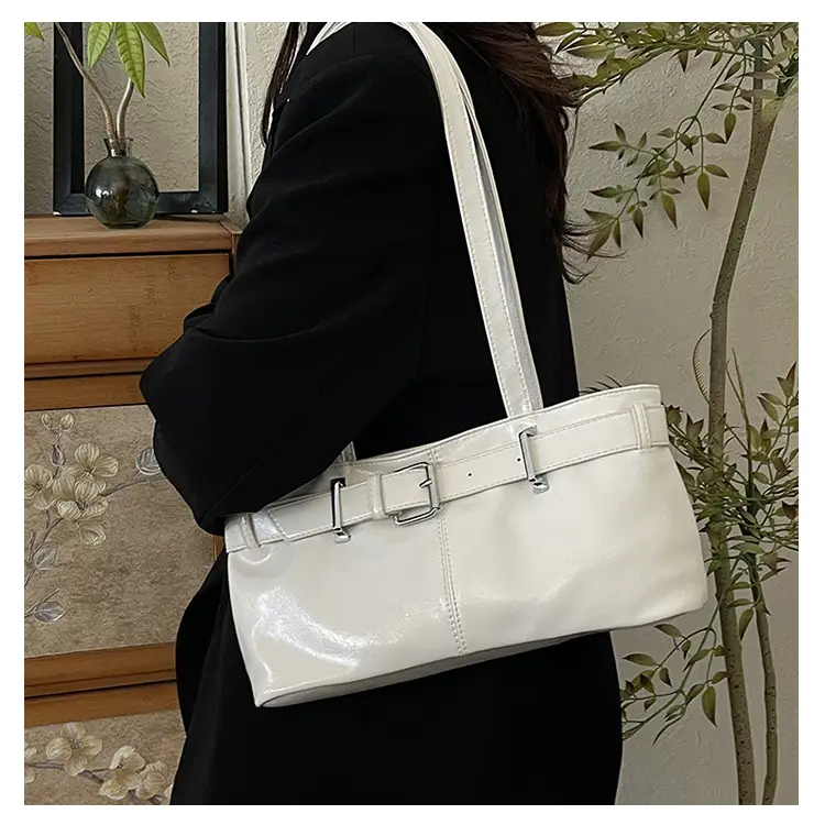 Red Leather Belt Buckle Tote Bag for Women — feature 21