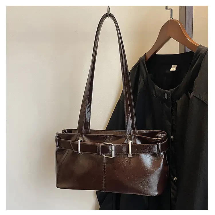 Red Leather Belt Buckle Tote Bag for Women — feature 28