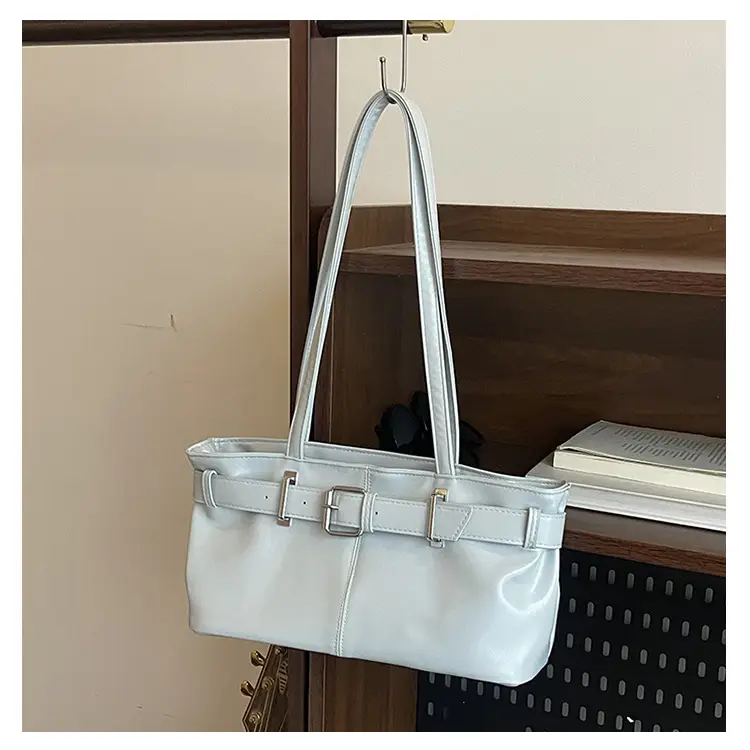 Red Leather Belt Buckle Tote Bag for Women — feature 32