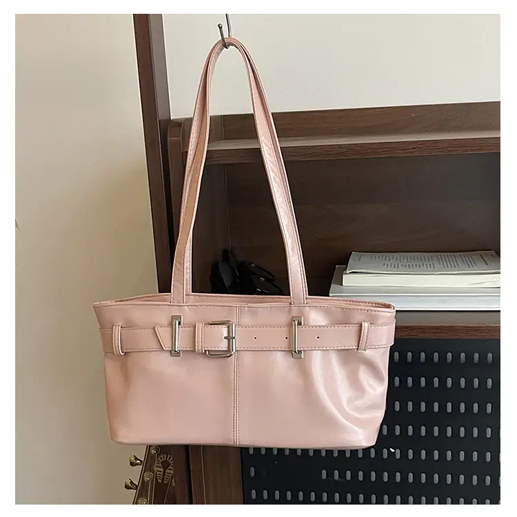 Red Leather Belt Buckle Tote Bag for Women — feature 34