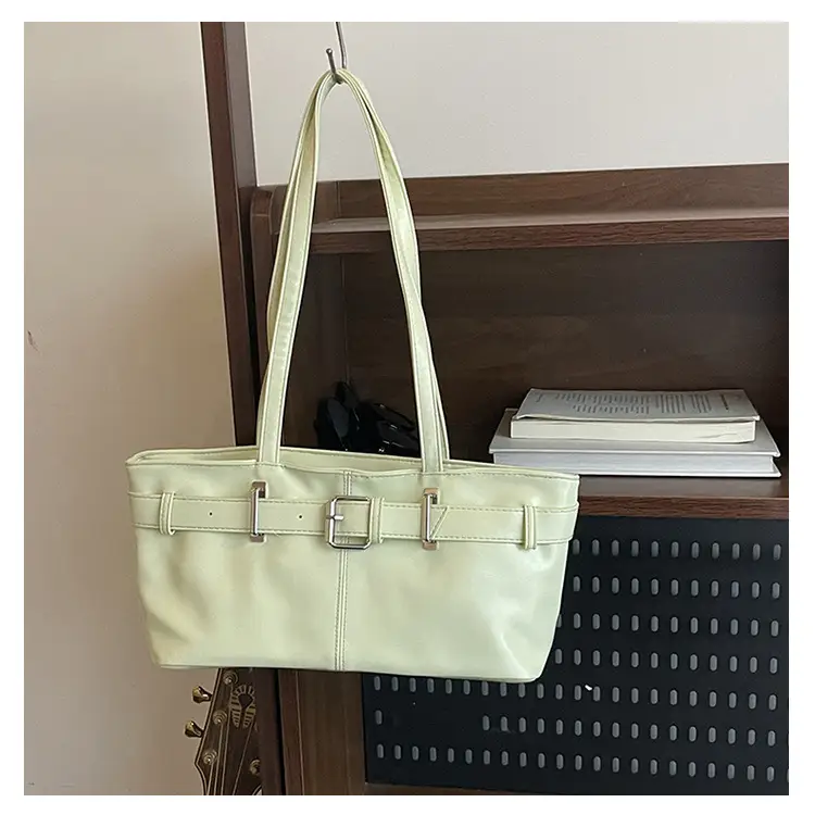 Red Leather Belt Buckle Tote Bag for Women — feature 35