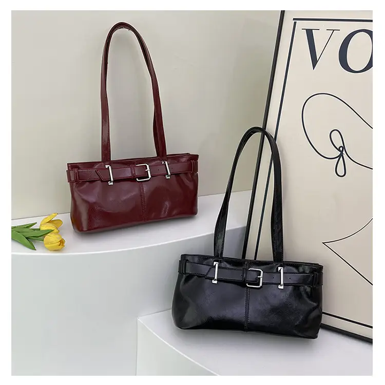 Red Leather Belt Buckle Tote Bag for Women — feature 38